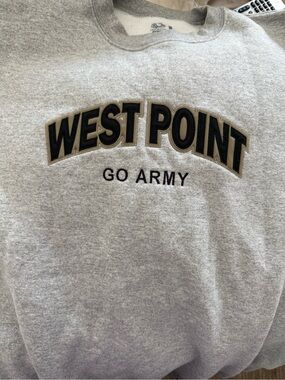 Fruit of the Loom Grey West Point "Go Army" Sweatshirt with Black&Gold Applique